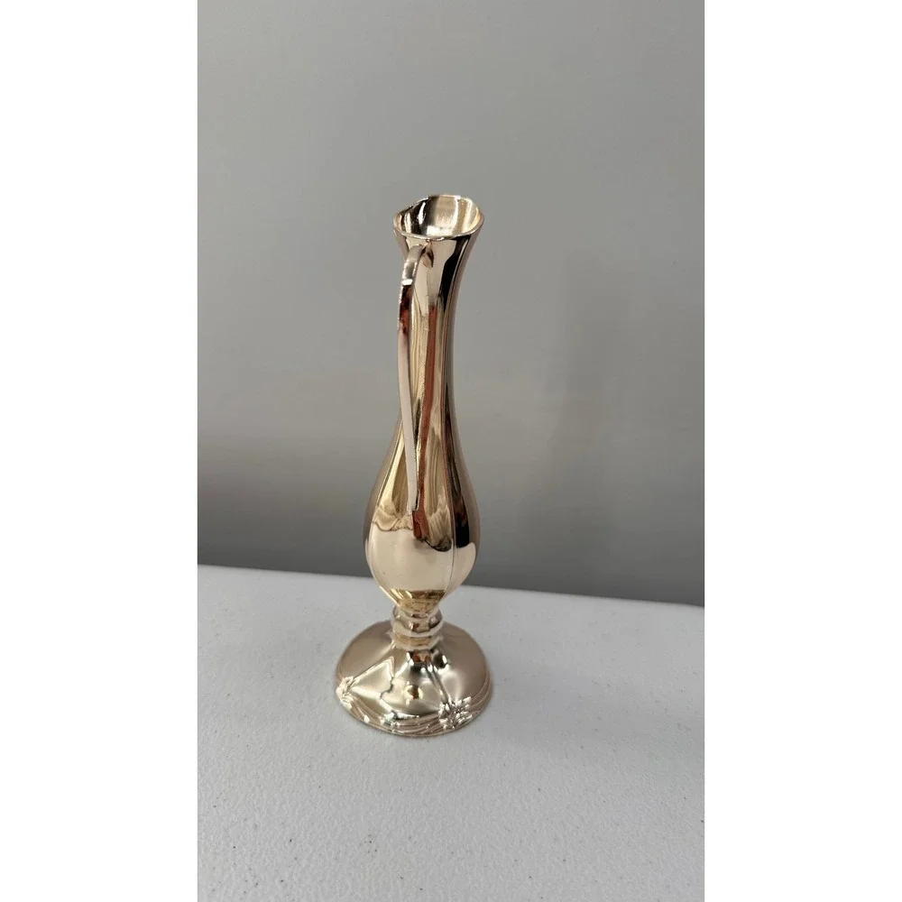 Vintage Bud Vase Pitcher Set Silver Gold Tone Mid Century Modern Farmhouse Decor